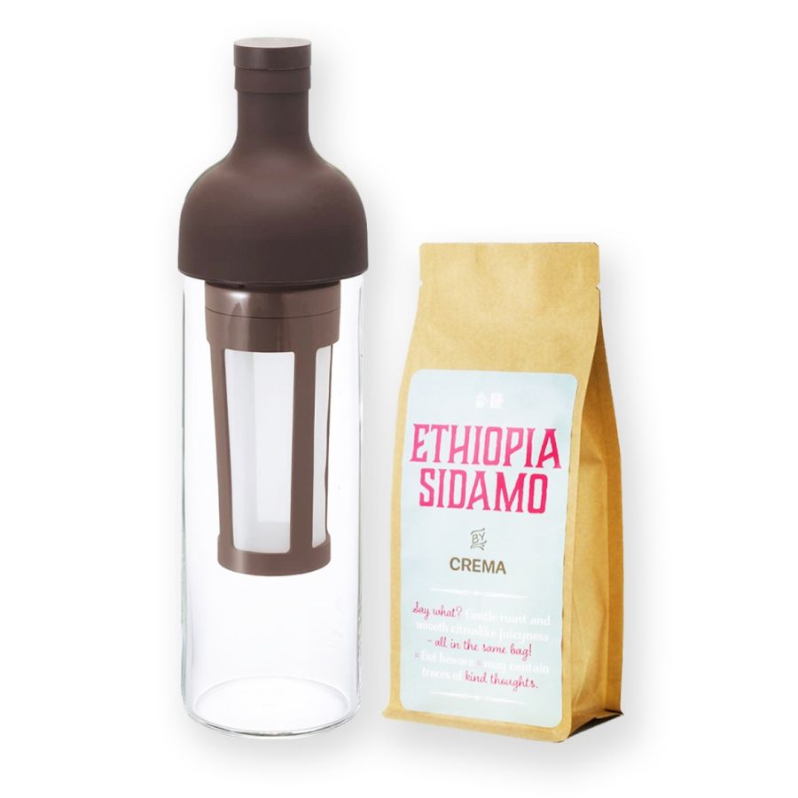 Hario Filter-In Cold Brew marron 650 ml + Crema Ethiopia Sidamo 250 g