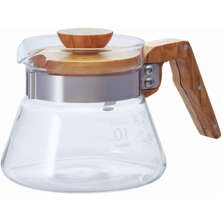 Hario Coffee Server Olive Wood 01 jarra de vidrio, 400 ml