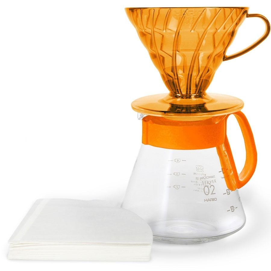 Hario V60 Dripper & Server Set Taille 02, Koi Orange