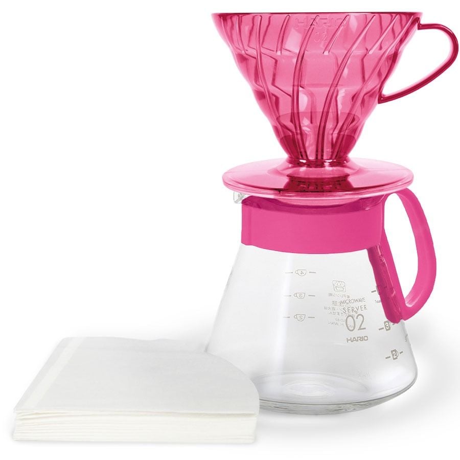 Hario V60 Dripper & Server Set Size 02, Flamingo pink