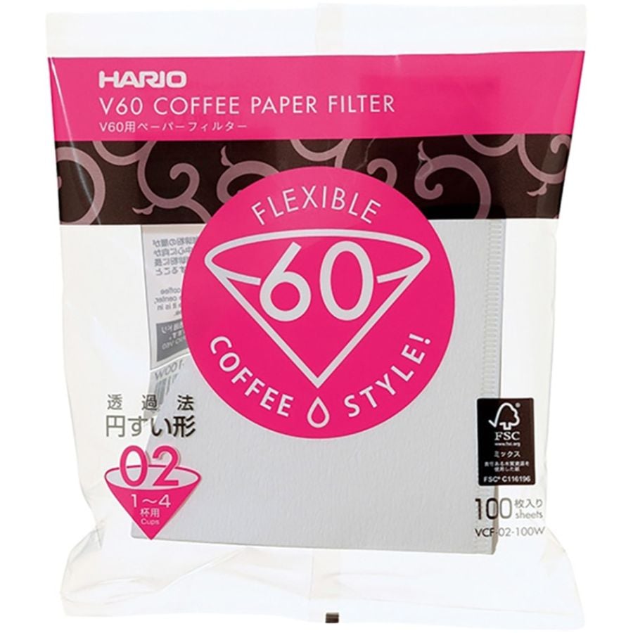 Hario V60 taille 02 filtres à café en papier, 100 pièces