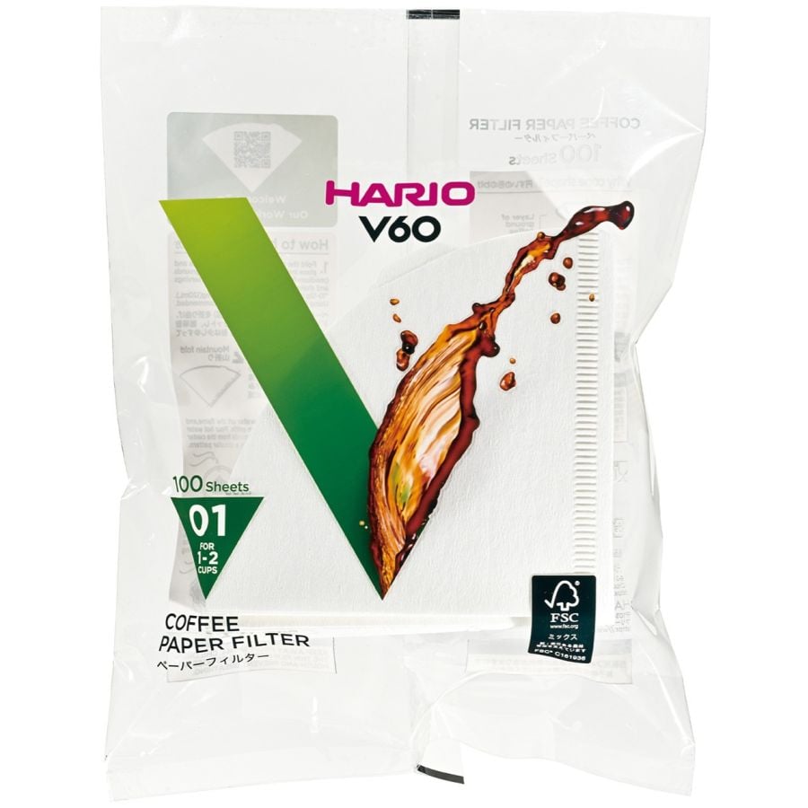 Hario V60 Size 01 Coffee Paper Filters 100 pcs