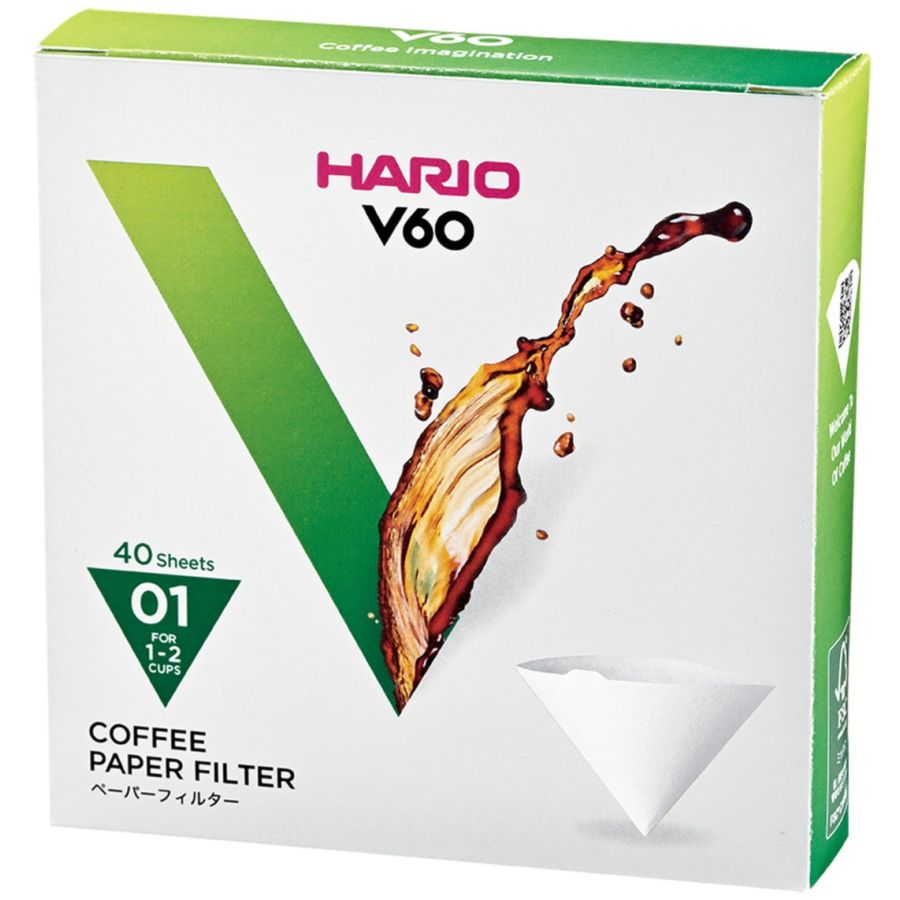 Hario V60 Size 01 Coffee Paper Filters 40 pcs Box
