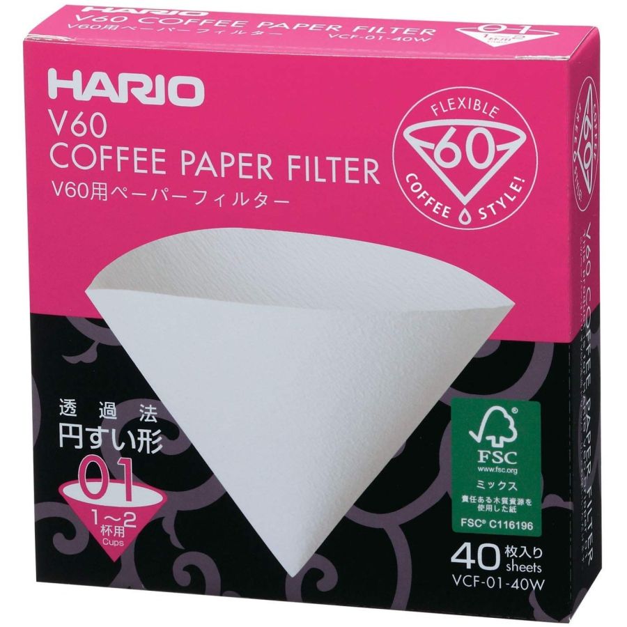 Hario V60 taille 01 filtres à café en papier boîte de 40 pièces