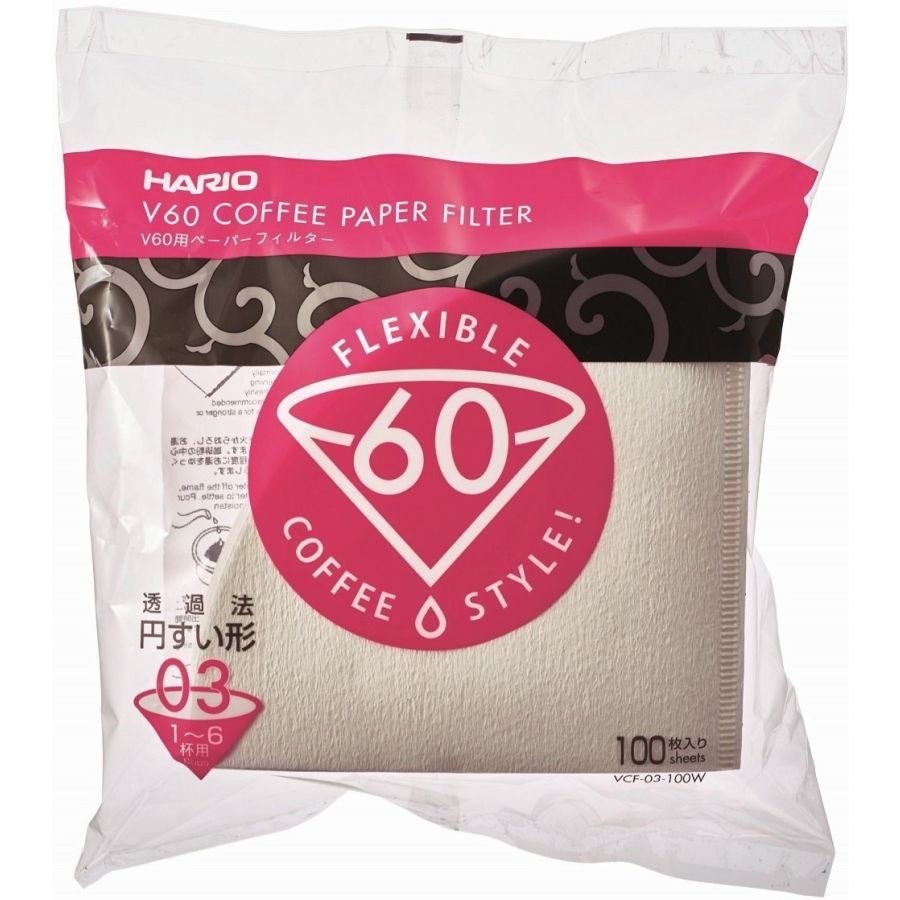 Hario V60 taille 03 filtres à café en papier, 100 pièces