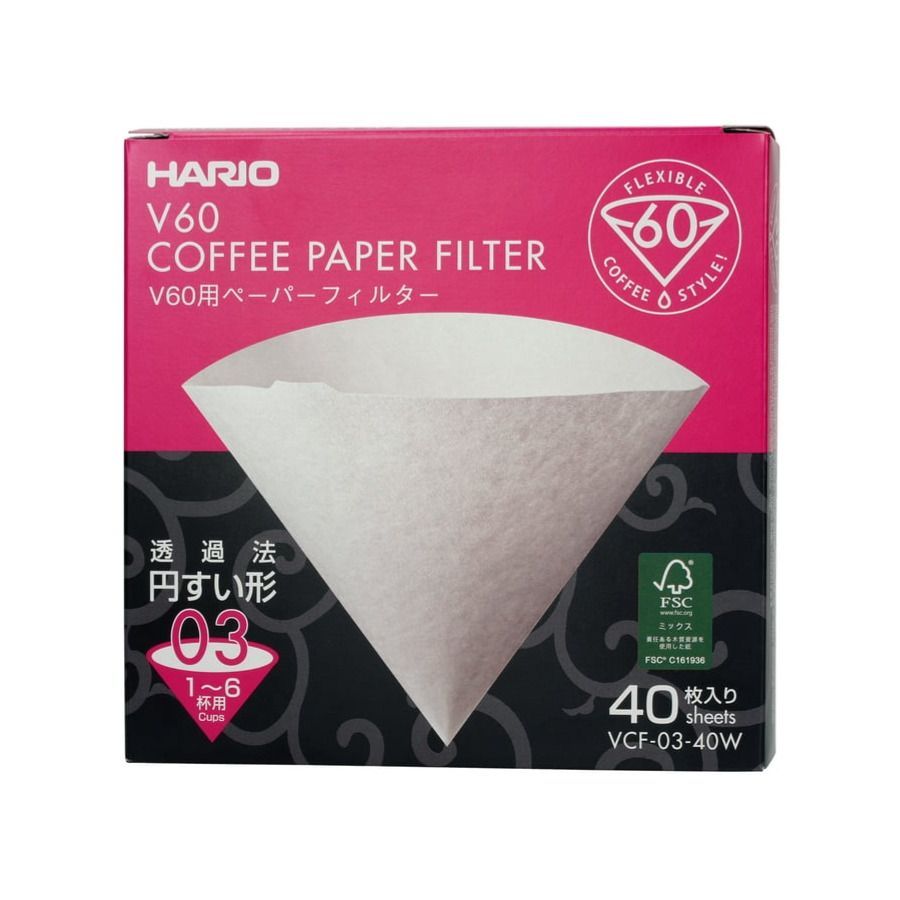 Hario V60 filtres en papier pour café, taille 03, boîte de 40 pièces