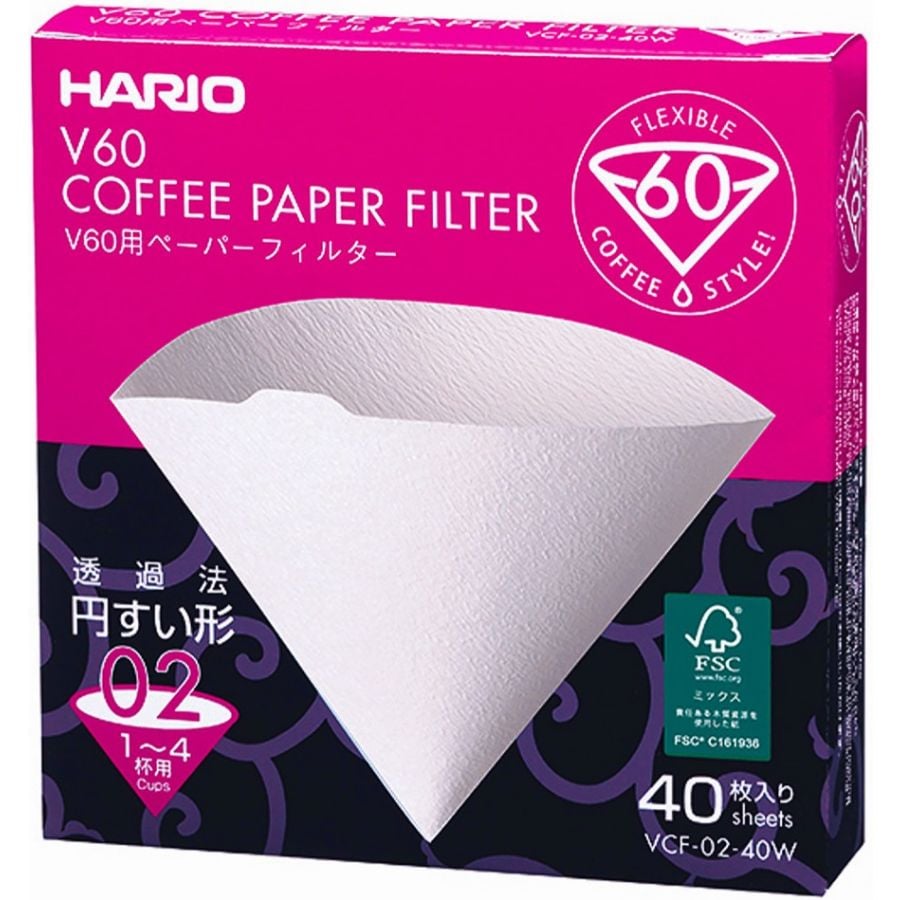 Hario V60 taille 02 filtres à café en papier, 40 pièces