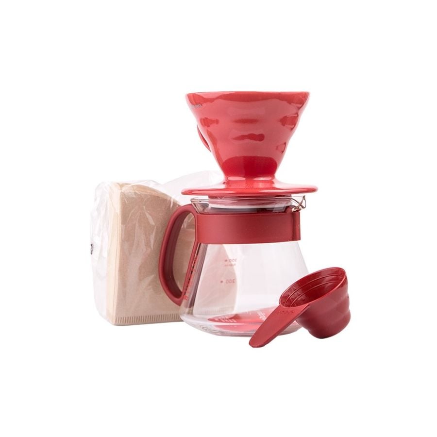Hario Pour Over Kit V60-01 céramique 300 ml, rouge