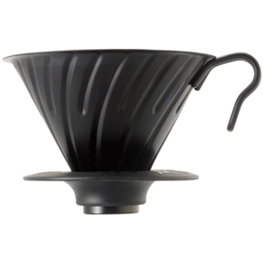 Hario V60 Steel Dripper taille 02 porte-filtre métal avec base en silicone, noir mat