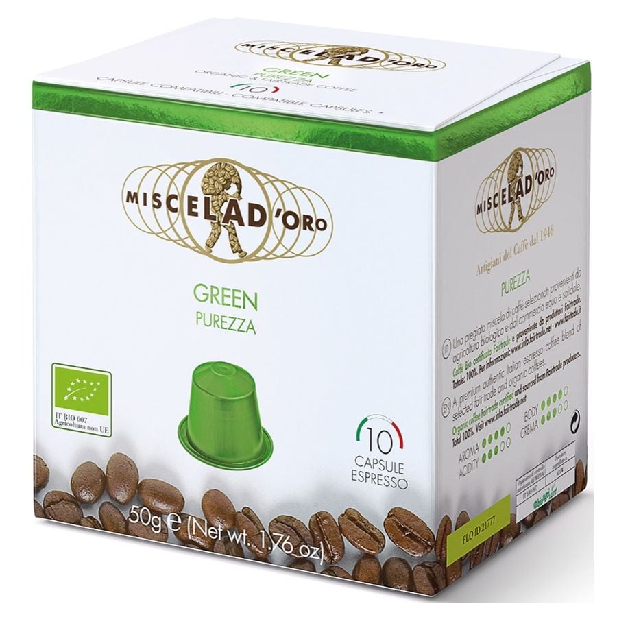 Miscela d'Oro Expresso Green, Capsules de café compatibles Nespresso, 10 pcs