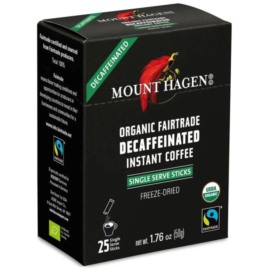 Mount Hagen Decaf Instant Coffee Sticks, 25 x 2 g