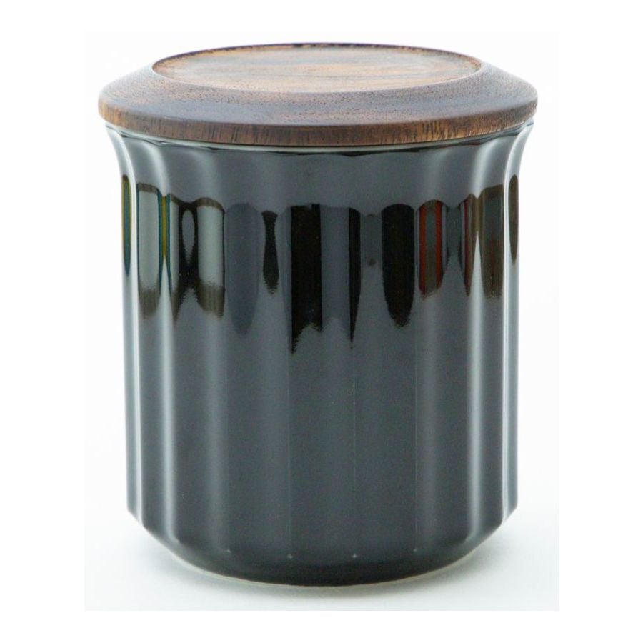 Origami Canister Ceramic Jar, Black