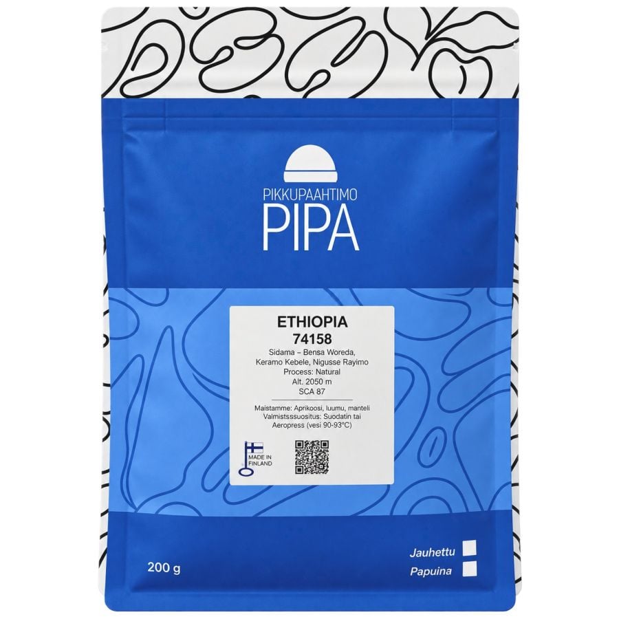 Pikkupaahtimo Pipa Ethiopia 74158 200 g grains de café