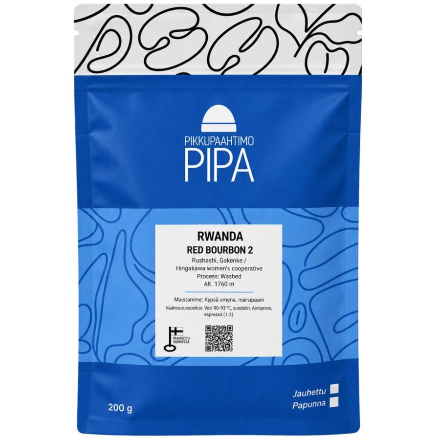 Pikkupaahtimo Pipa Rwanda Red Bourbon 2 200 g koffiebonen