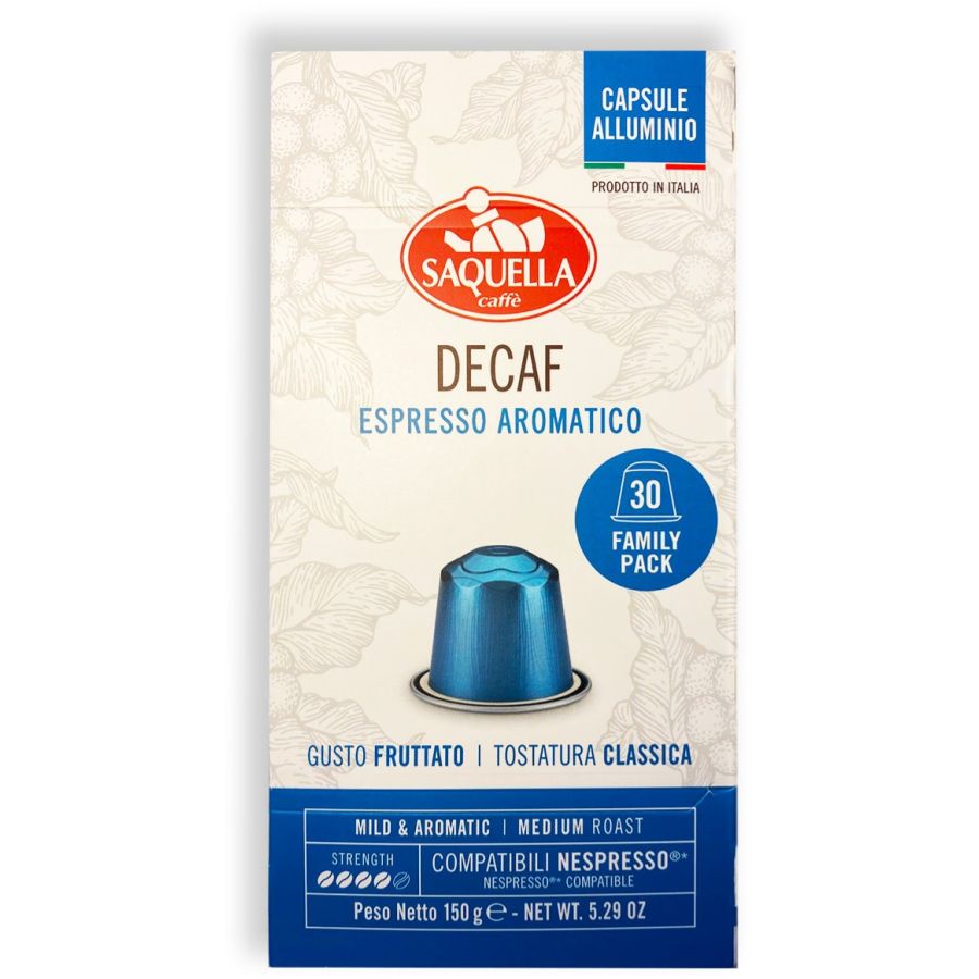 Saquella Saquella NEW Espresso Decaf Nespresso-Compatible Decaf Coffee Capsules 30 pcs