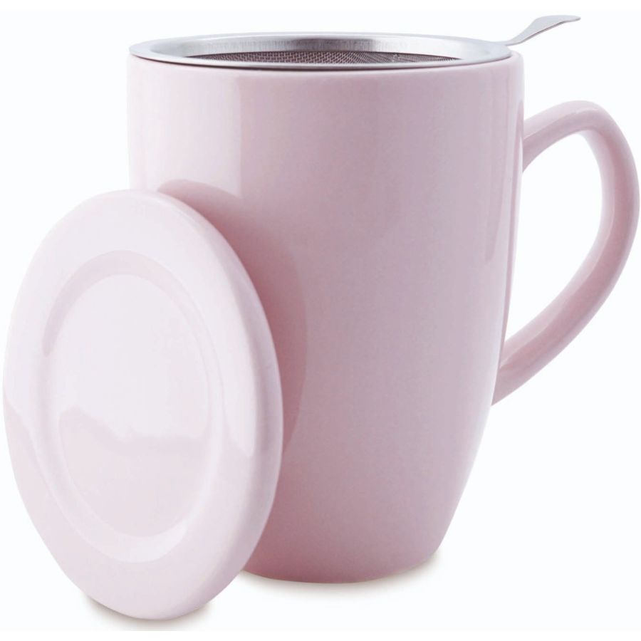 Shamila Tasse à thé avec filtre et couvercle, 350 ml, rose