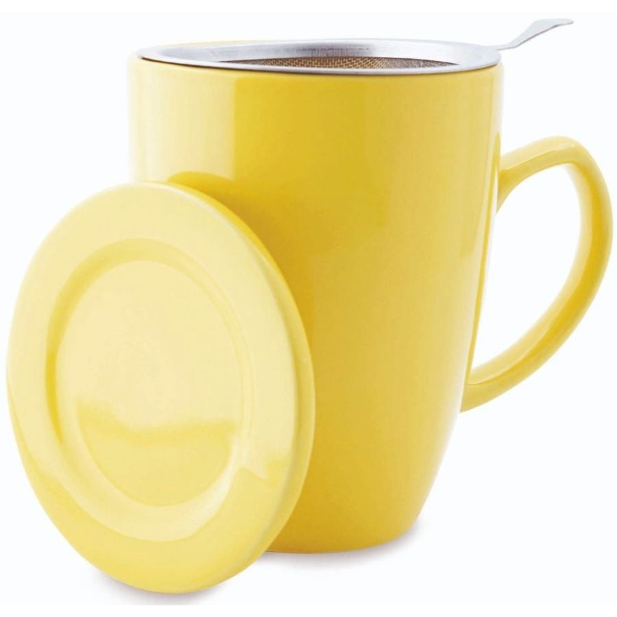 Shamila Tasse à thé avec filtre et couvercle, 350 ml, jaune