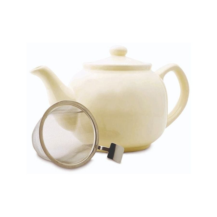 Shamila Ceramic Teapot with Strainer 1,2 l, White Cream