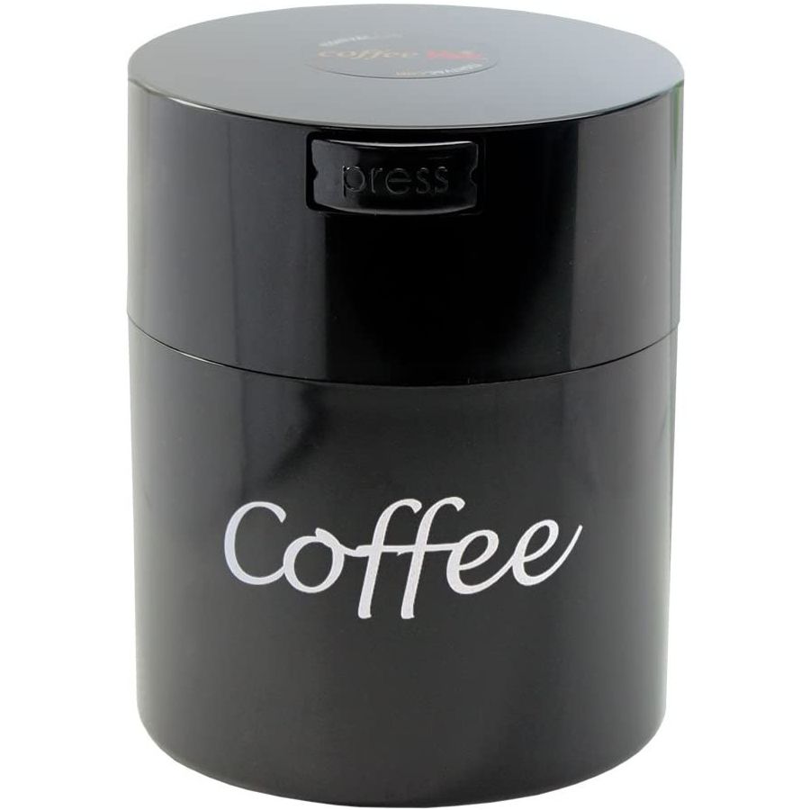 TightVac CoffeeVac recipiente hermético para café sellado al vacío 250 g, negro con texto