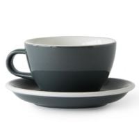 Acme Large Latte Taza 280 ml + Plato 15 cm, Dolphin Grey