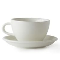 Acme Large Latte Taza 280 ml + Plato 15 cm, Milk White