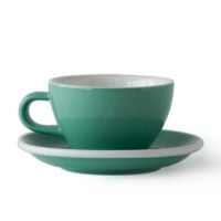 Acme Medium Cappuccino Taza 190 ml + Plato 14 cm, Feijoa Green