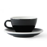 Acme Medium Cappuccino Taza 190 ml + Plato 14 cm, Penguin Black