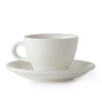 Acme Petite Tasse Cappuccino 150 ml + Soucoupe 14 cm, Blanc Lait