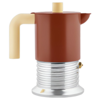 Alessi Vite PM01/6 BR Stovetop Espresso Maker for Induction 6 Cups, Brown