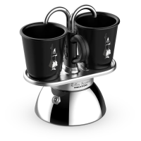 Bialetti Mini Express Induction 2 Cup Moka Pot + 2 Cups, Black