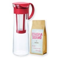 Hario Mizudashi Cold Brew Coffee Pot Red 1 l + Crema Ethiopia Sidamo 250 g