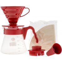 Hario V60-02 Pour Over Kit 700 ml, rouge