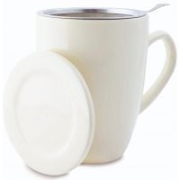 Shamila taza de té con filtro y tapa 350 ml, blanco