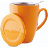 Shamila taza de té con filtro y tapa 350 ml, naranja