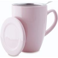 Shamila Tasse à thé avec filtre et couvercle, 350 ml, rose