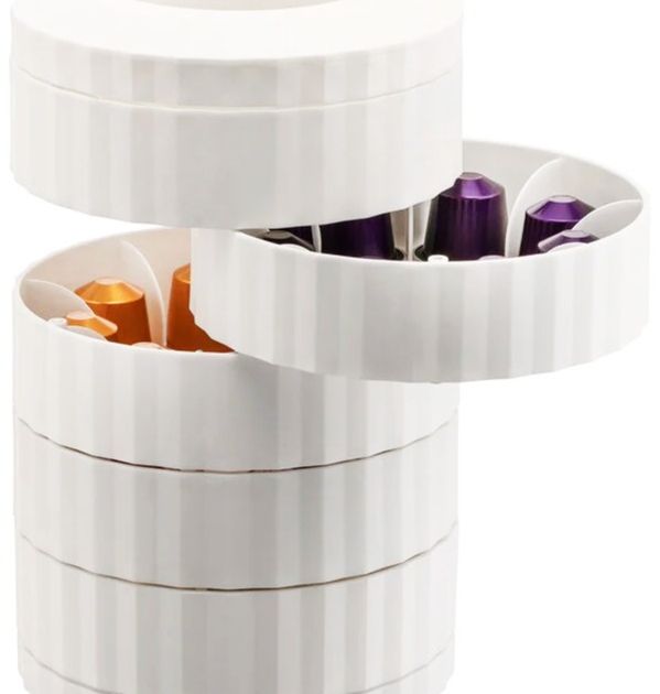 Porte-capsules Nespresso Alessi Design - 5 étagères Rotatives En Résine Noire - Range Tes Capsules Façon Stylée