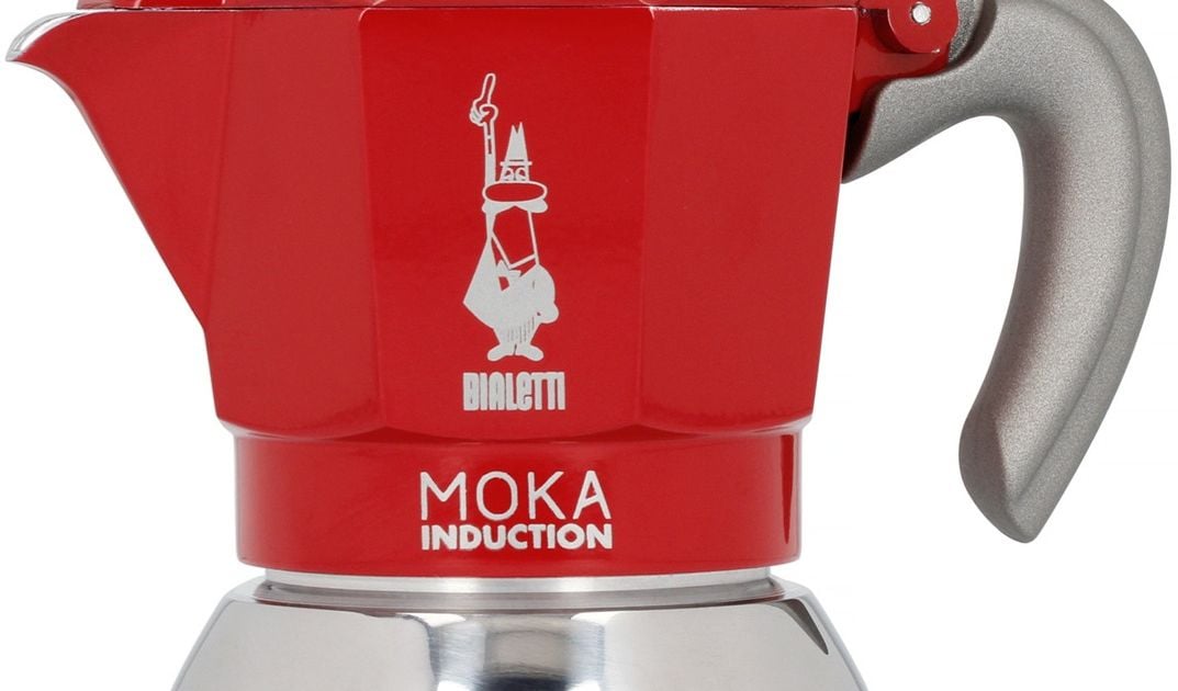  Bialetti - Moka Induction, Olla Moka, apta para todo tipo de  placas, 2 tazas de café expreso (2.8 onzas), rojo : Hogar y Cocina
