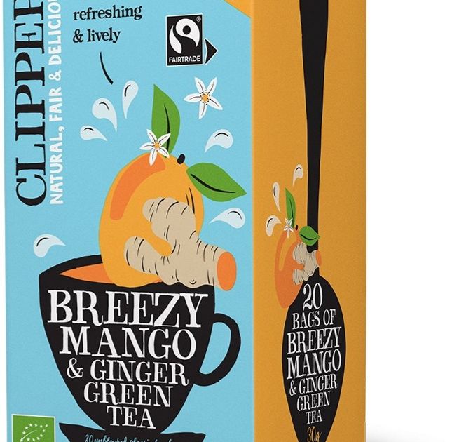 Clipper Breezy Mango & Ginger Organic Green Tea 20 Tea Bags Crema
