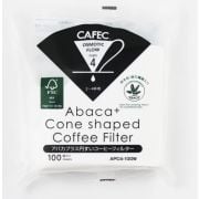 CAFEC Abaca+ Cone Shaped Coffee Filter 4 Cups, White 100 pcs