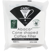 CAFEC Abaca+ Cone Shaped Coffee Filter 4 Cups, White 100 pcs