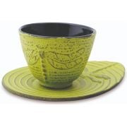 Shamila Dragonfly Iron Tea Cup with Coaster 100 ml, Green